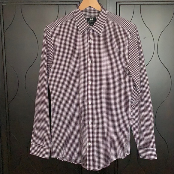 H&M Other - H&M Burgundy Gingham Long Sleeve Button-up Shirt